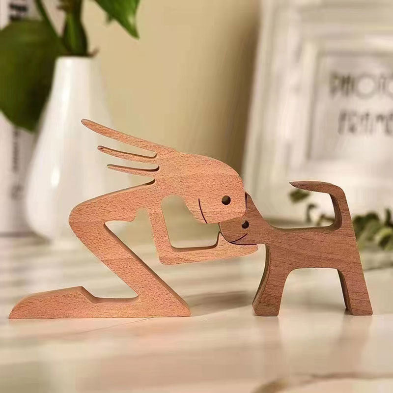 Carved wooden dog ornaments Carved wooden Nordic ornaments Home office table decoration