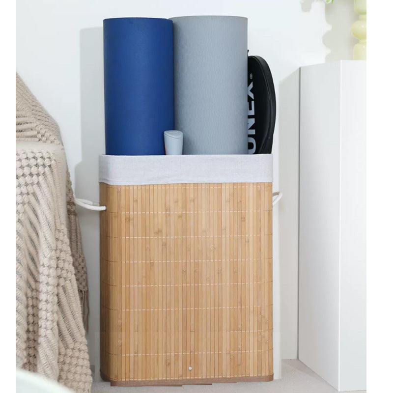 Bamboo storage basket Household sewing storage et Dirty laundry basket wrapping paper sundries scroll yoga mat storage