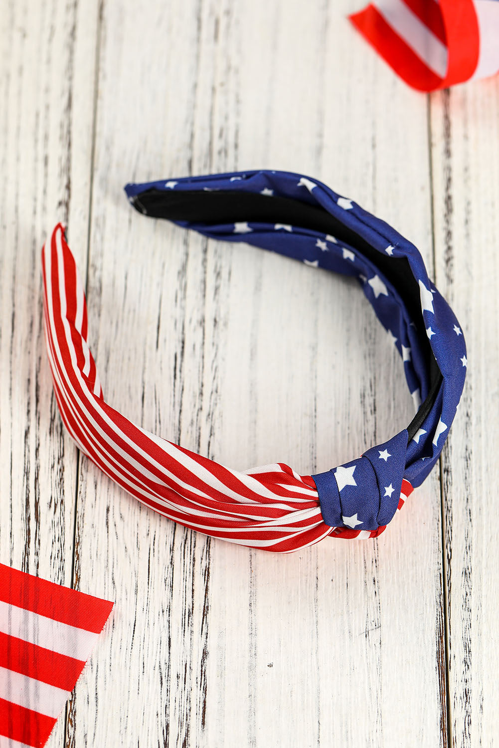 Multicolor American Flag Bow Knot Wide Headband