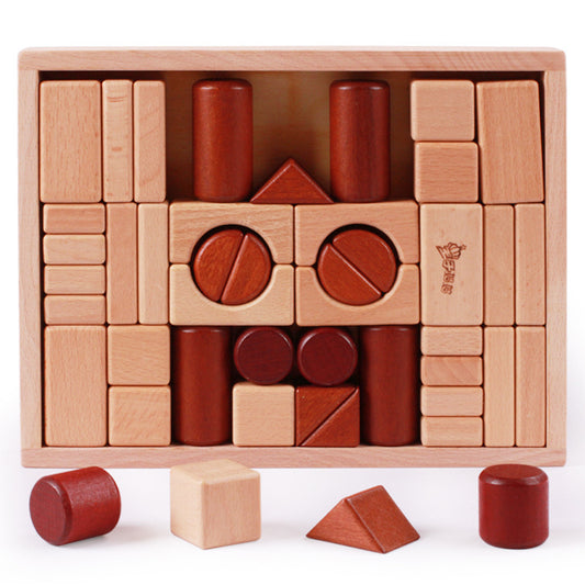 Prince mother creative building blocks children  beech wood baby 1-2-3-6 years old educational toys can be nibbled