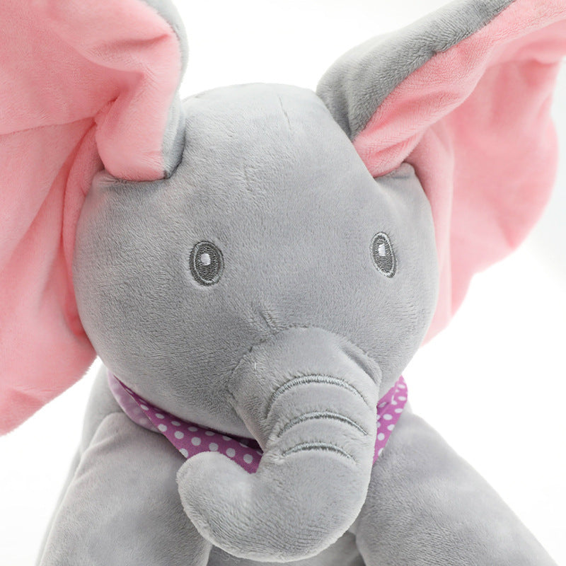 Hot peekaboo elephant eye covering elephant electric elephant comfort doll electric plush toy