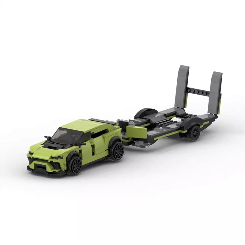 MOC blocks are compatible with LEGO 39112 Limbokini Urus and trailer luxury SUV car models