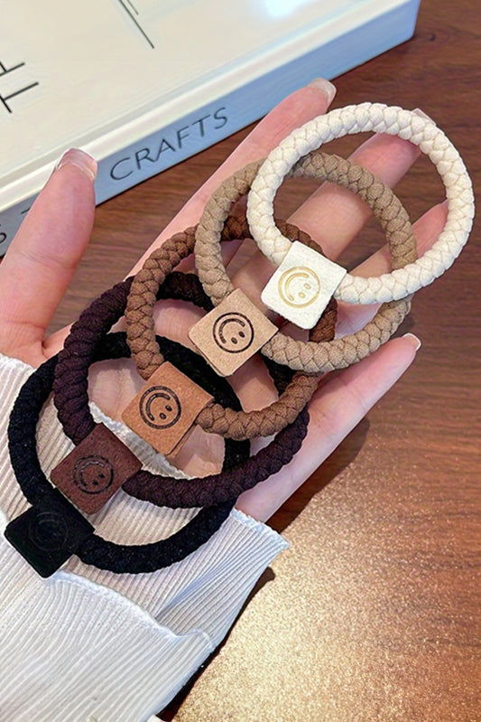 Chestnut 5pcs Smile Face Decor Braided Hair Ties