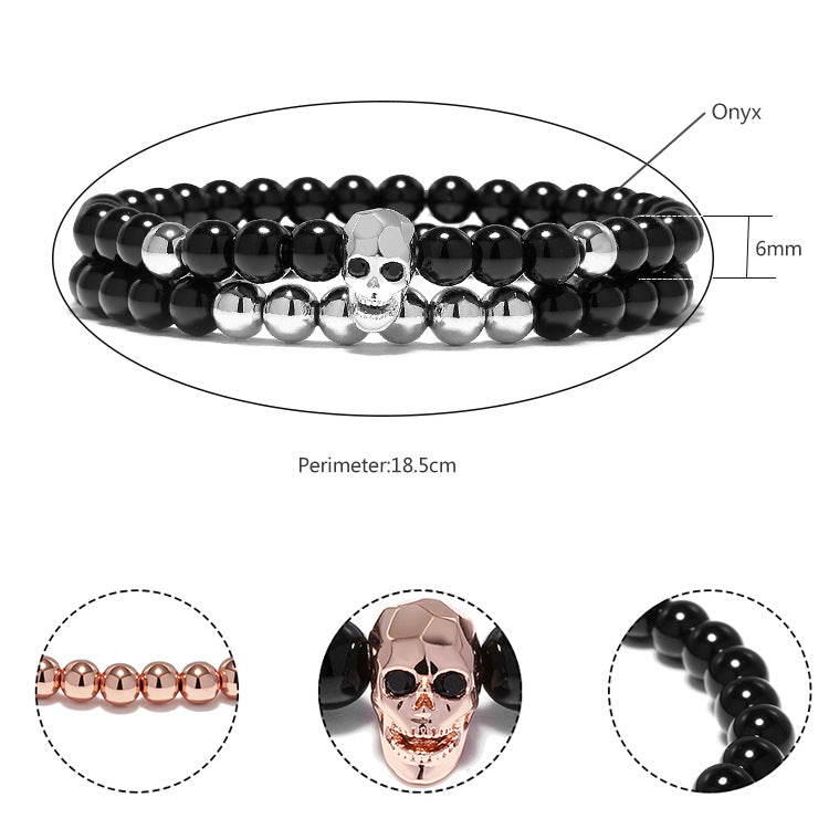 Amazon Explosion Taro Devil Shape Beaded Bracelet Face Ghost Head Diamond Set Bracelet Wholesale