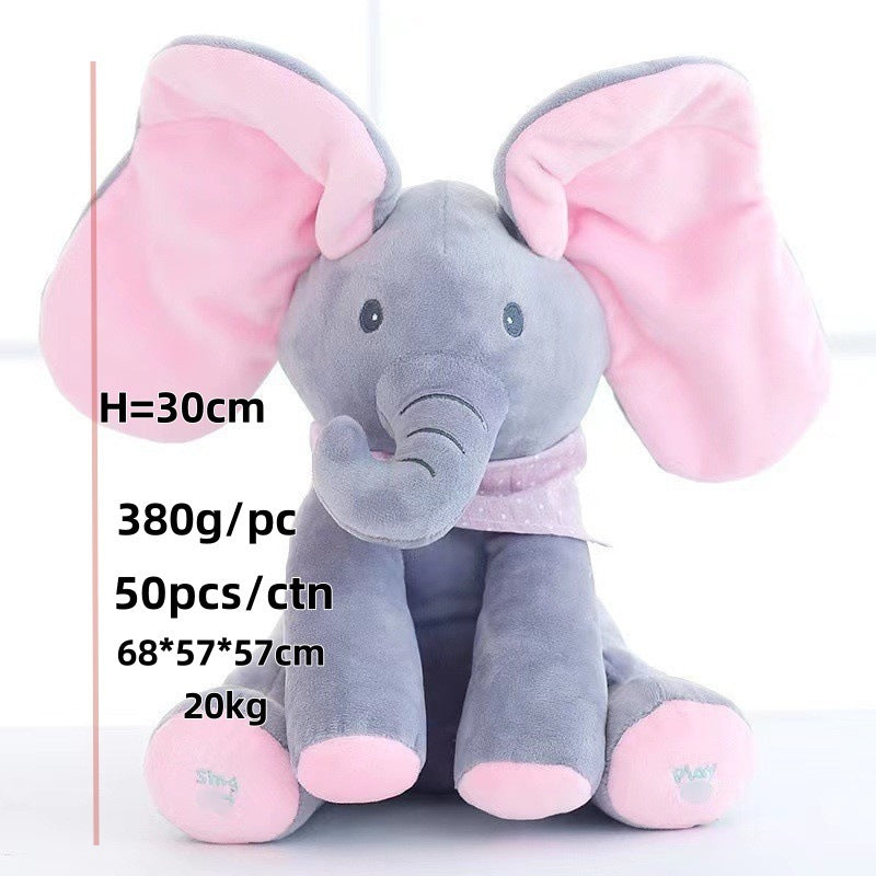 Hot peekaboo elephant eye covering elephant electric elephant comfort doll electric plush toy