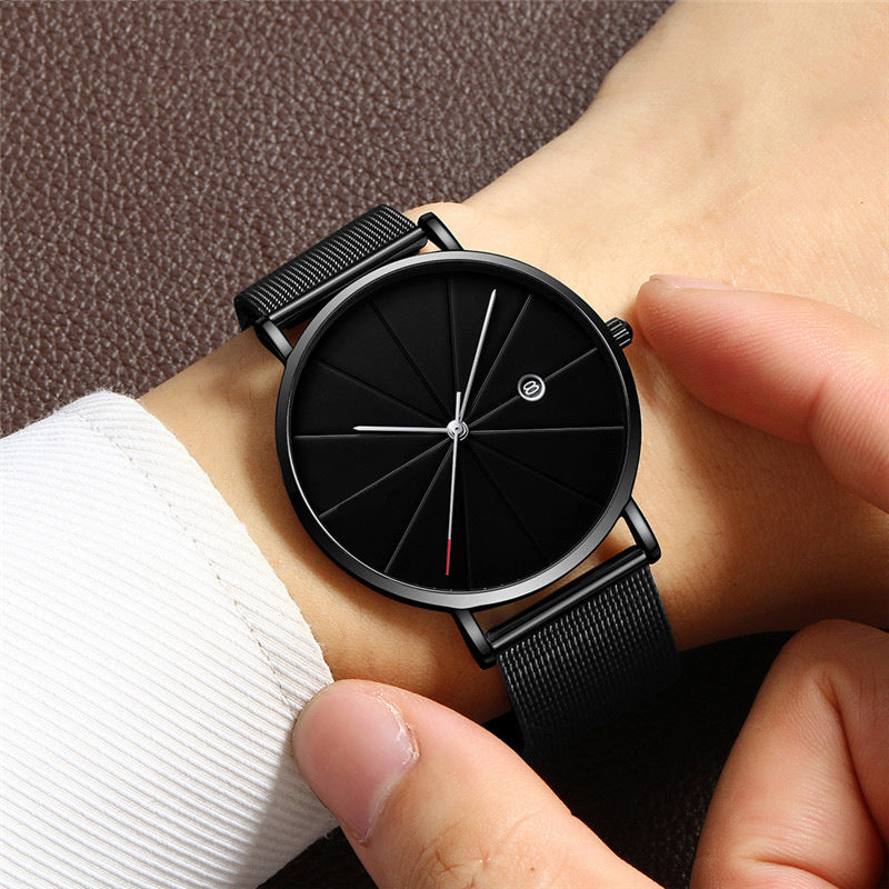 Wish explosion models ultra-thin mesh belt watch no logo European and American fashion simple design quartz men's business watch