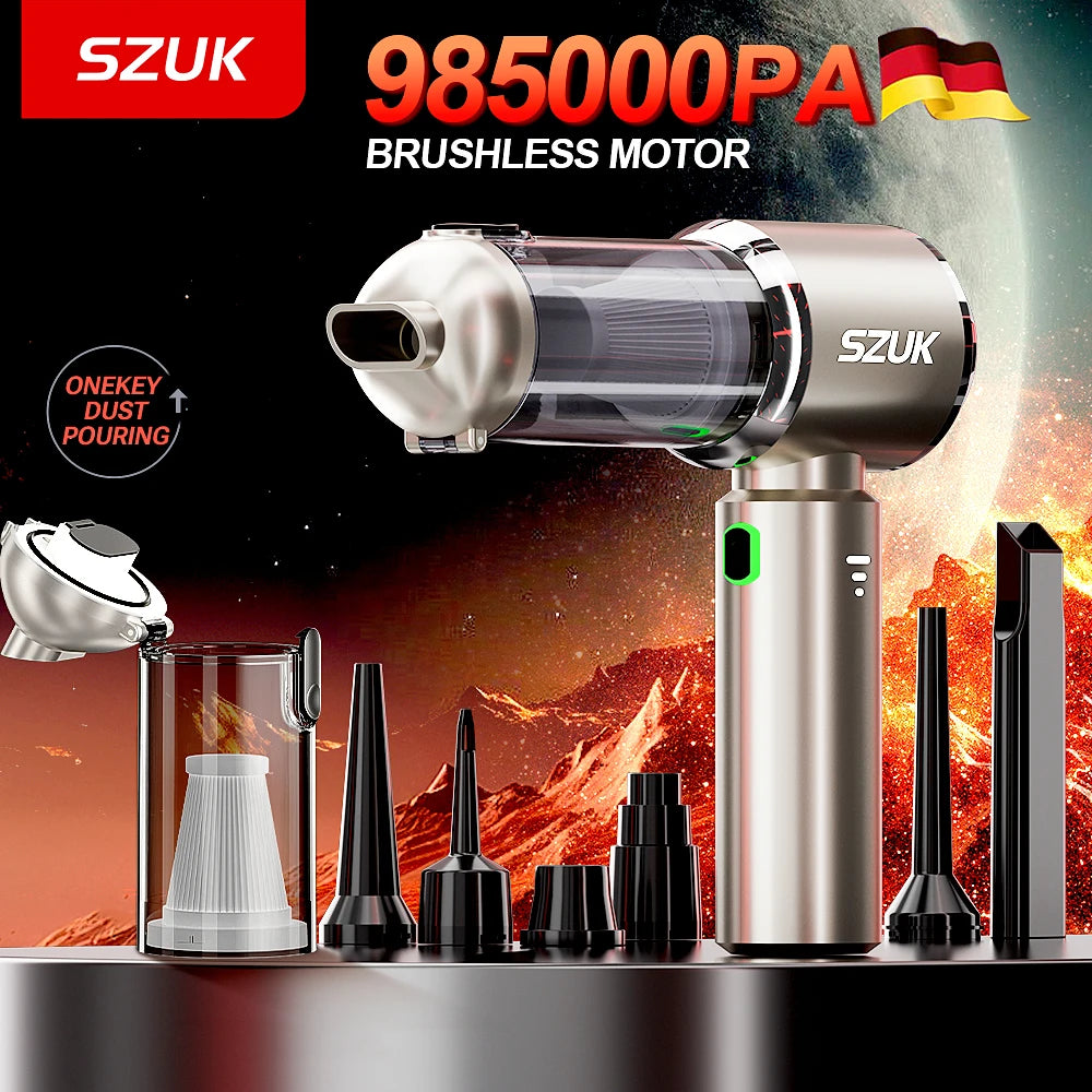 SZUK 985000PA Car Vacuum Cleaner Powerful Wireless Car Cleaner Cleaning Machine Cordless Mini HandHeld Portable Vacuum Cleaner