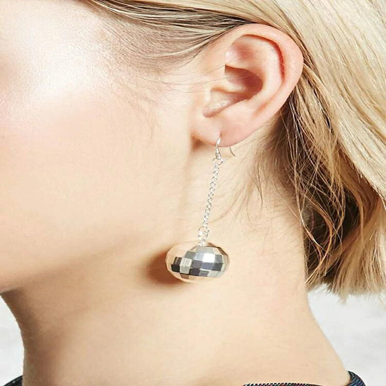 Alloy Metal Disco Ball Earrings