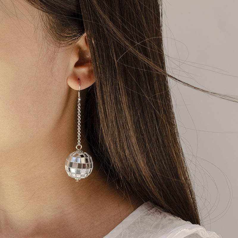 Alloy Metal Disco Ball Earrings