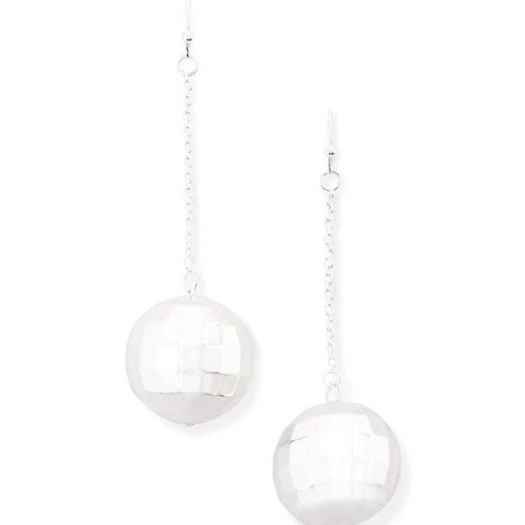 Alloy Metal Disco Ball Earrings