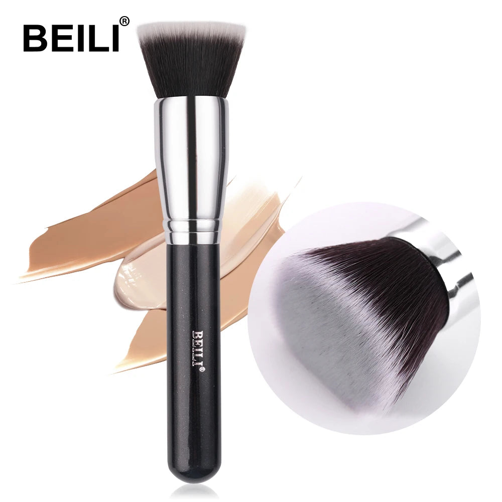 BEILI Black Big Powder Makeup Brushes Really Soft Foundation Highlight Single Professional Wool Fiber Brush Beauty Make up Tools