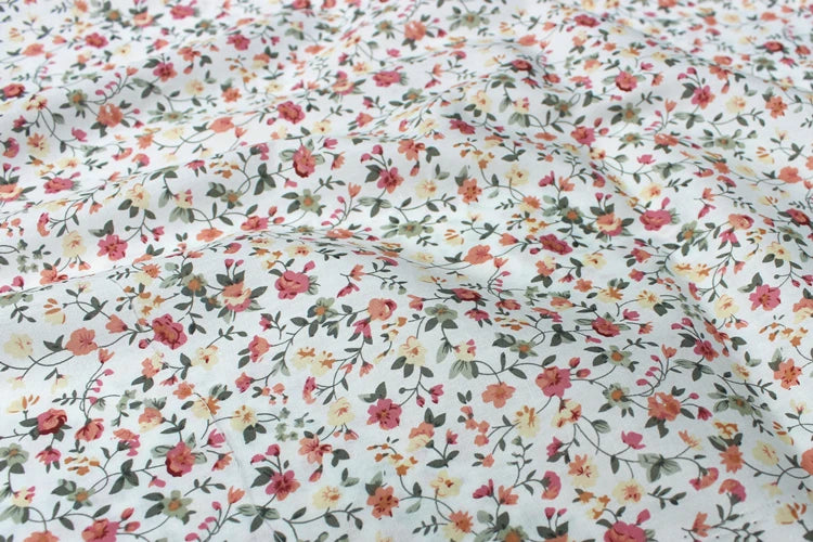 140x50cm Pastoral Floral Plain Cotton Sewing Fabric DIY Children's Wear Cloth Make Bedding Quilt Decoration Home 170g/m