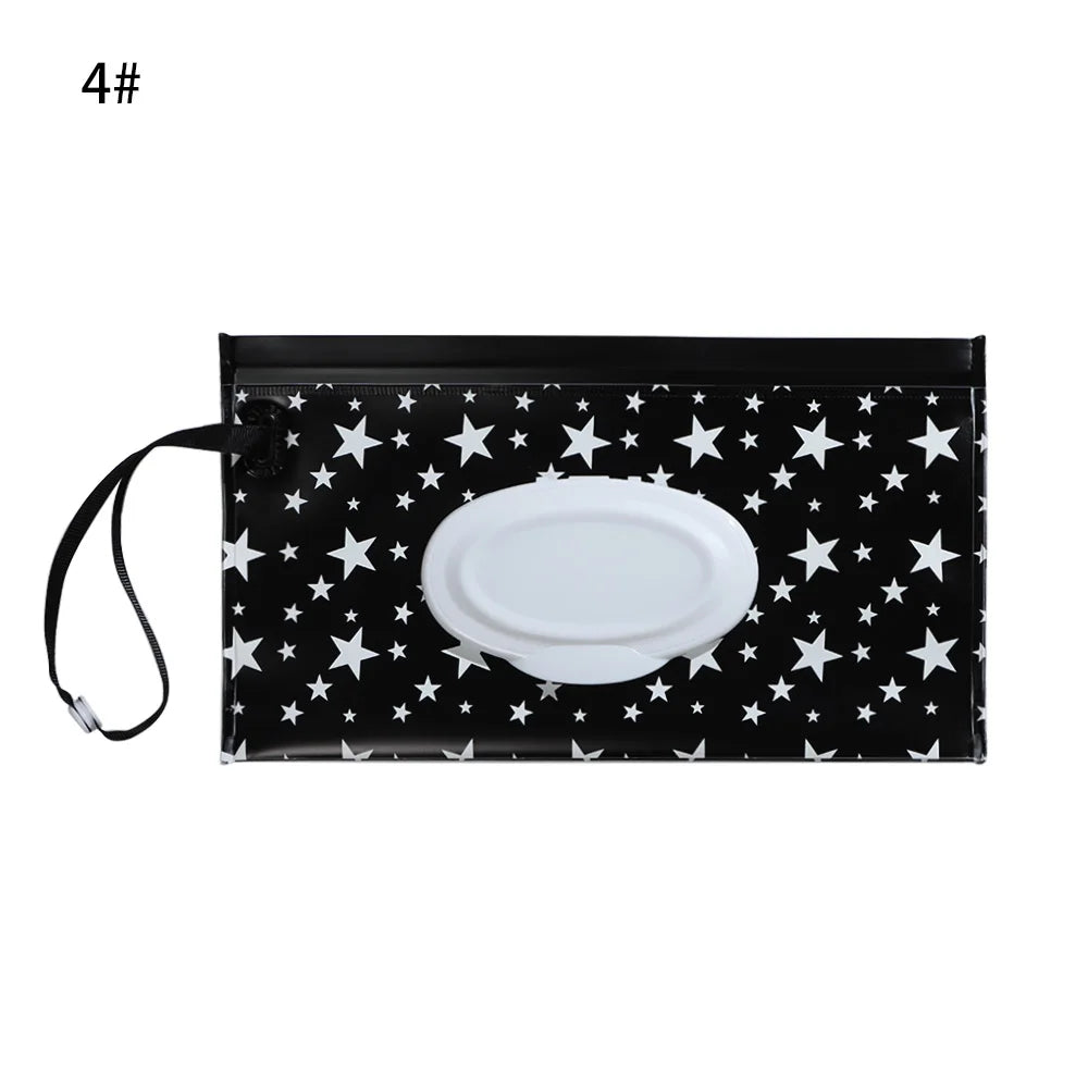 Snap Strap Portable Baby Wet Wipes Bag Tissue Box Container Eco-friendly Easy-carry Clamshell Cosmetic Cleaning Cases 24*13.5cm