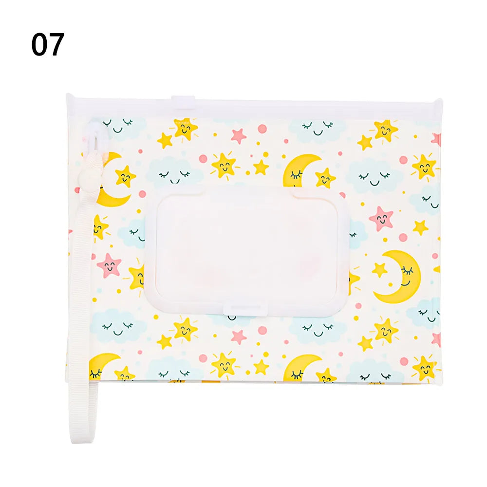 Snap Strap Portable Baby Wet Wipes Bag Tissue Box Container Eco-friendly Easy-carry Clamshell Cosmetic Cleaning Cases 24*13.5cm