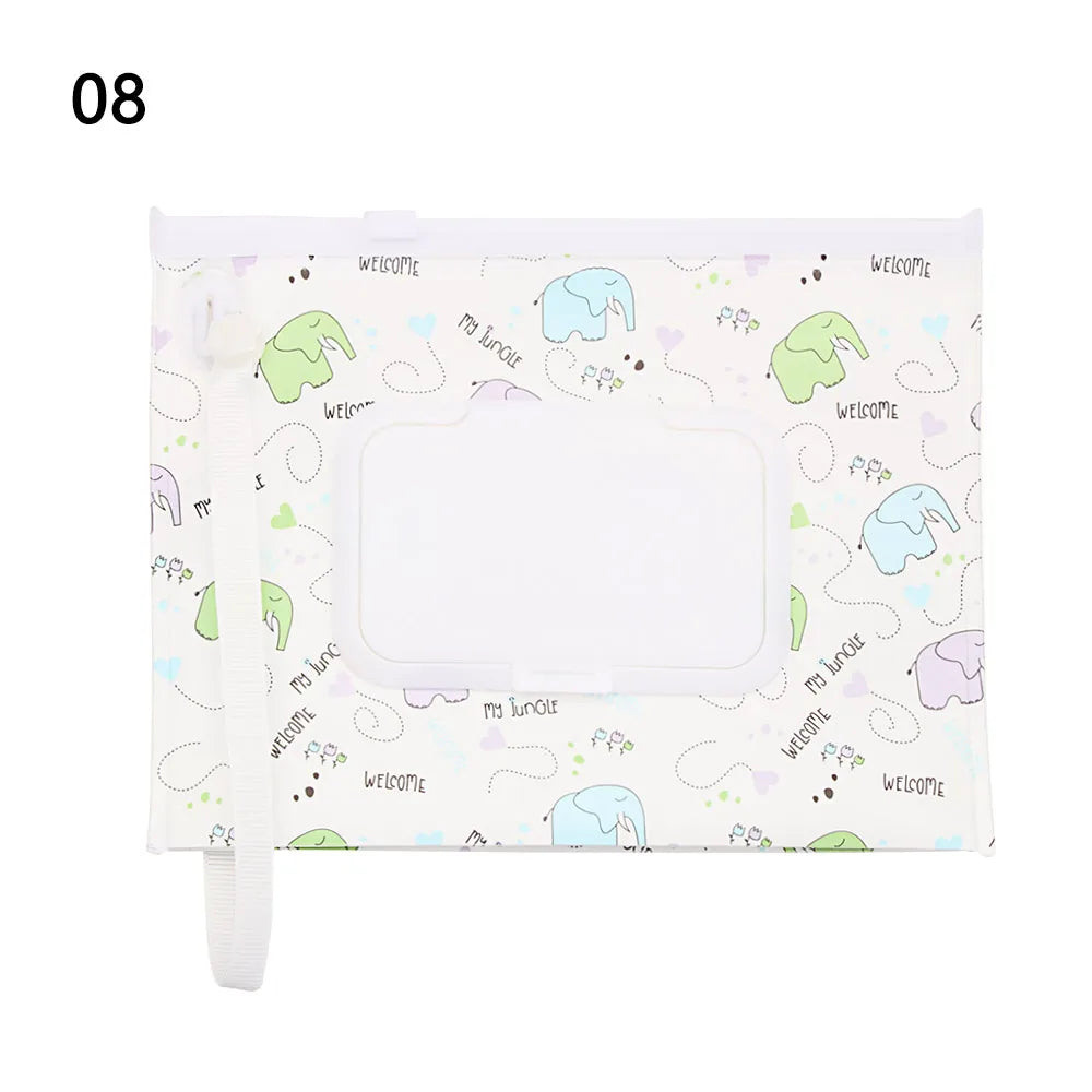 Snap Strap Portable Baby Wet Wipes Bag Tissue Box Container Eco-friendly Easy-carry Clamshell Cosmetic Cleaning Cases 24*13.5cm