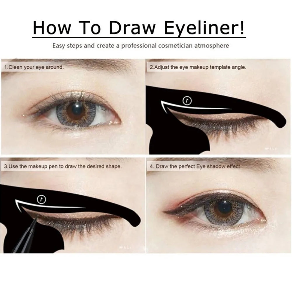 Eye Makeup Tool Eye Template Shaper Model Easy To Make Up Cat Line Stencils Eyeliner Card Cat Line Eyeliner Stencils Black Pro