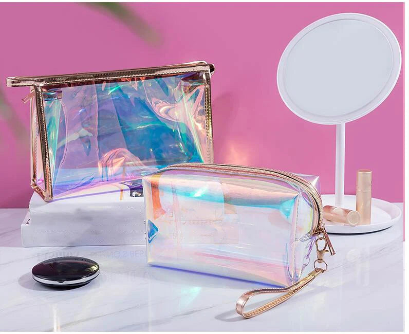 Makeup Bags Transparent Pretty Fashion Laser Travel Cosmetic Bag Toiletry Brush Bags Organizer Necessary Case Wash Make Up Box