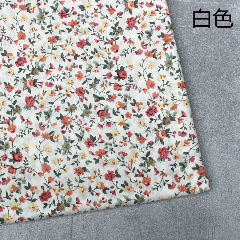 140x50cm Pastoral Floral Plain Cotton Sewing Fabric DIY Children's Wear Cloth Make Bedding Quilt Decoration Home 170g/m