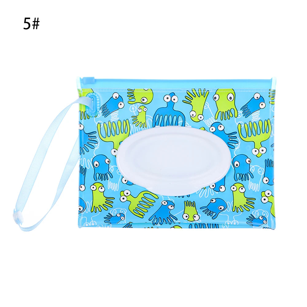 Snap Strap Portable Baby Wet Wipes Bag Tissue Box Container Eco-friendly Easy-carry Clamshell Cosmetic Cleaning Cases 24*13.5cm