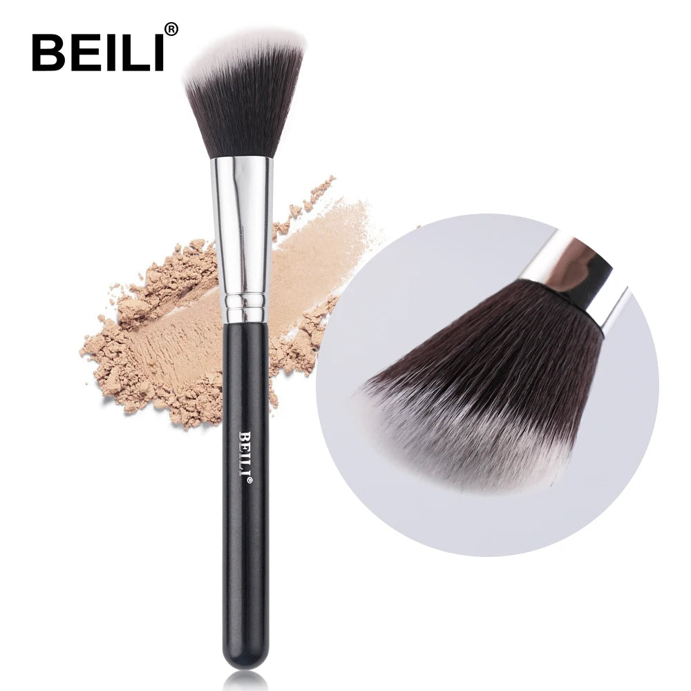 BEILI Black Big Powder Makeup Brushes Really Soft Foundation Highlight Single Professional Wool Fiber Brush Beauty Make up Tools