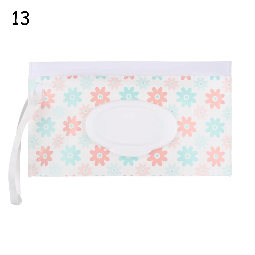 Snap Strap Portable Baby Wet Wipes Bag Tissue Box Container Eco-friendly Easy-carry Clamshell Cosmetic Cleaning Cases 24*13.5cm