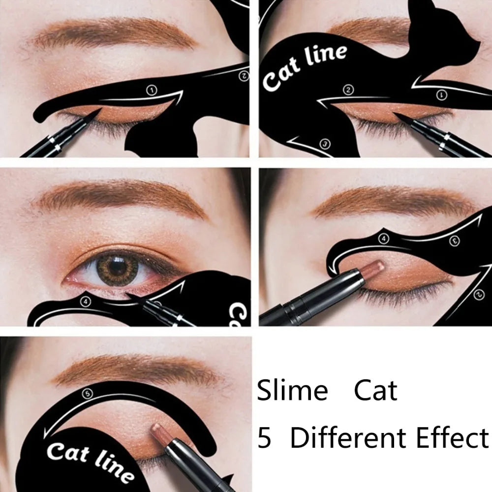 Eye Makeup Tool Eye Template Shaper Model Easy To Make Up Cat Line Stencils Eyeliner Card Cat Line Eyeliner Stencils Black Pro