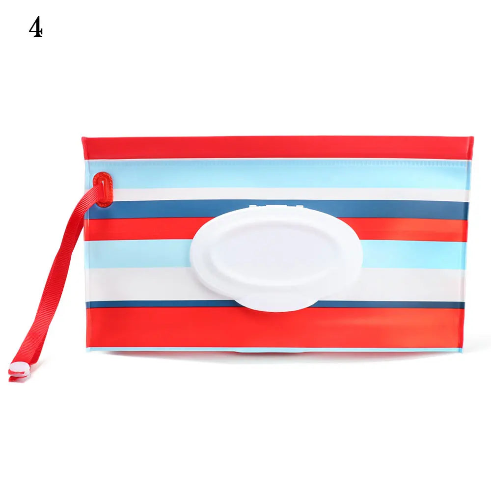 Snap Strap Portable Baby Wet Wipes Bag Tissue Box Container Eco-friendly Easy-carry Clamshell Cosmetic Cleaning Cases 24*13.5cm