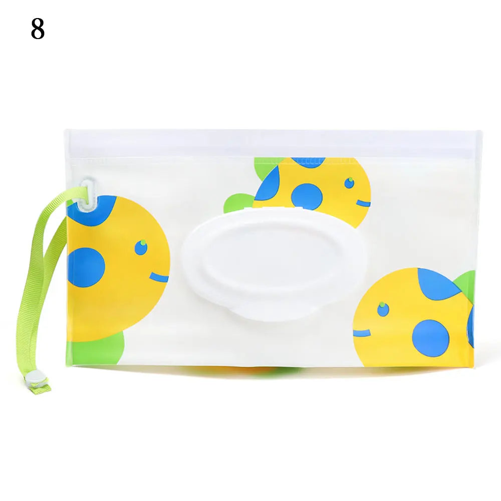 Snap Strap Portable Baby Wet Wipes Bag Tissue Box Container Eco-friendly Easy-carry Clamshell Cosmetic Cleaning Cases 24*13.5cm