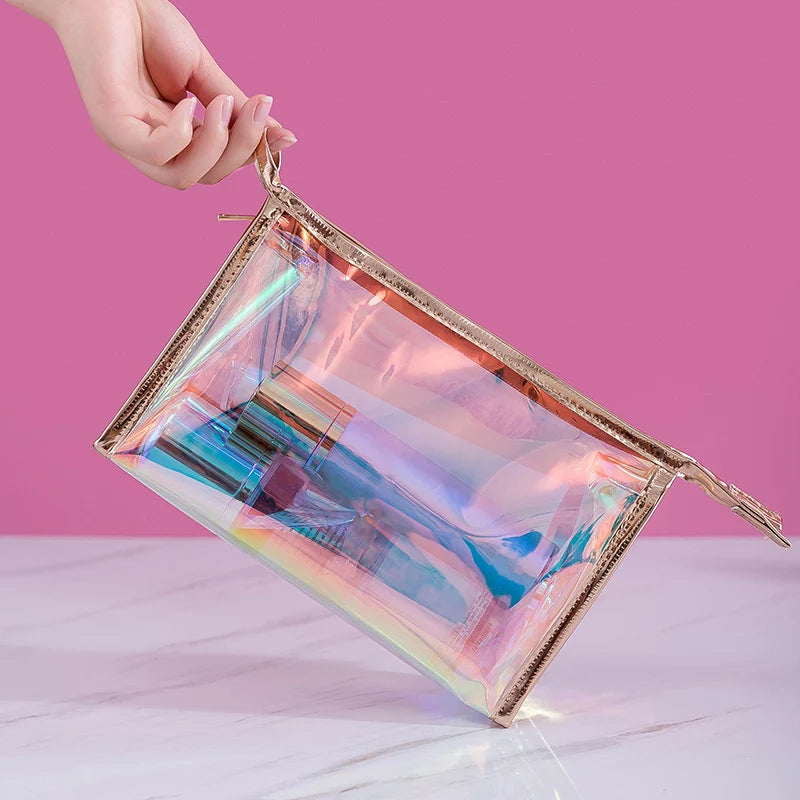 Makeup Bags Transparent Pretty Fashion Laser Travel Cosmetic Bag Toiletry Brush Bags Organizer Necessary Case Wash Make Up Box