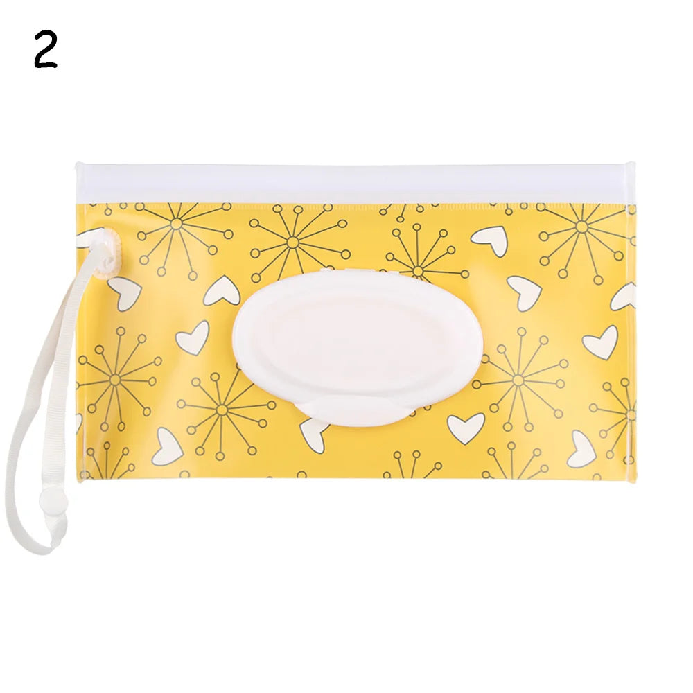 Snap Strap Portable Baby Wet Wipes Bag Tissue Box Container Eco-friendly Easy-carry Clamshell Cosmetic Cleaning Cases 24*13.5cm