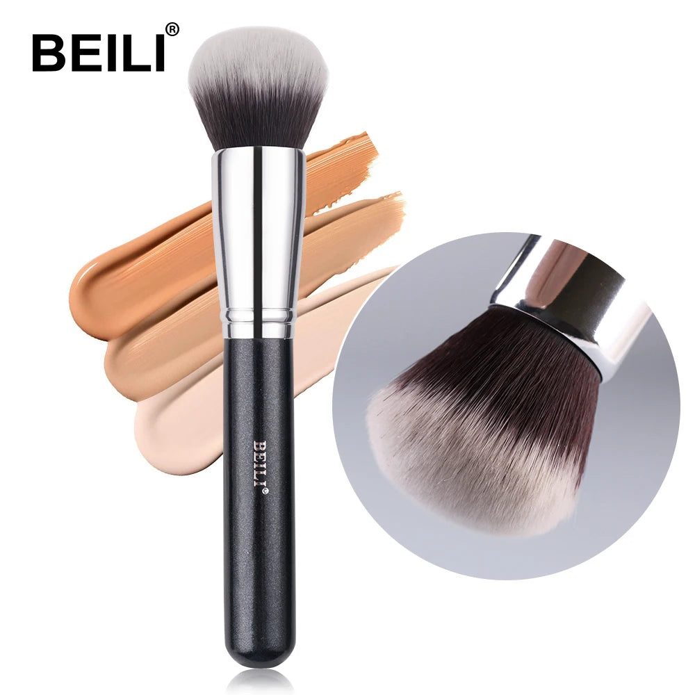 BEILI Black Big Powder Makeup Brushes Really Soft Foundation Highlight Single Professional Wool Fiber Brush Beauty Make up Tools