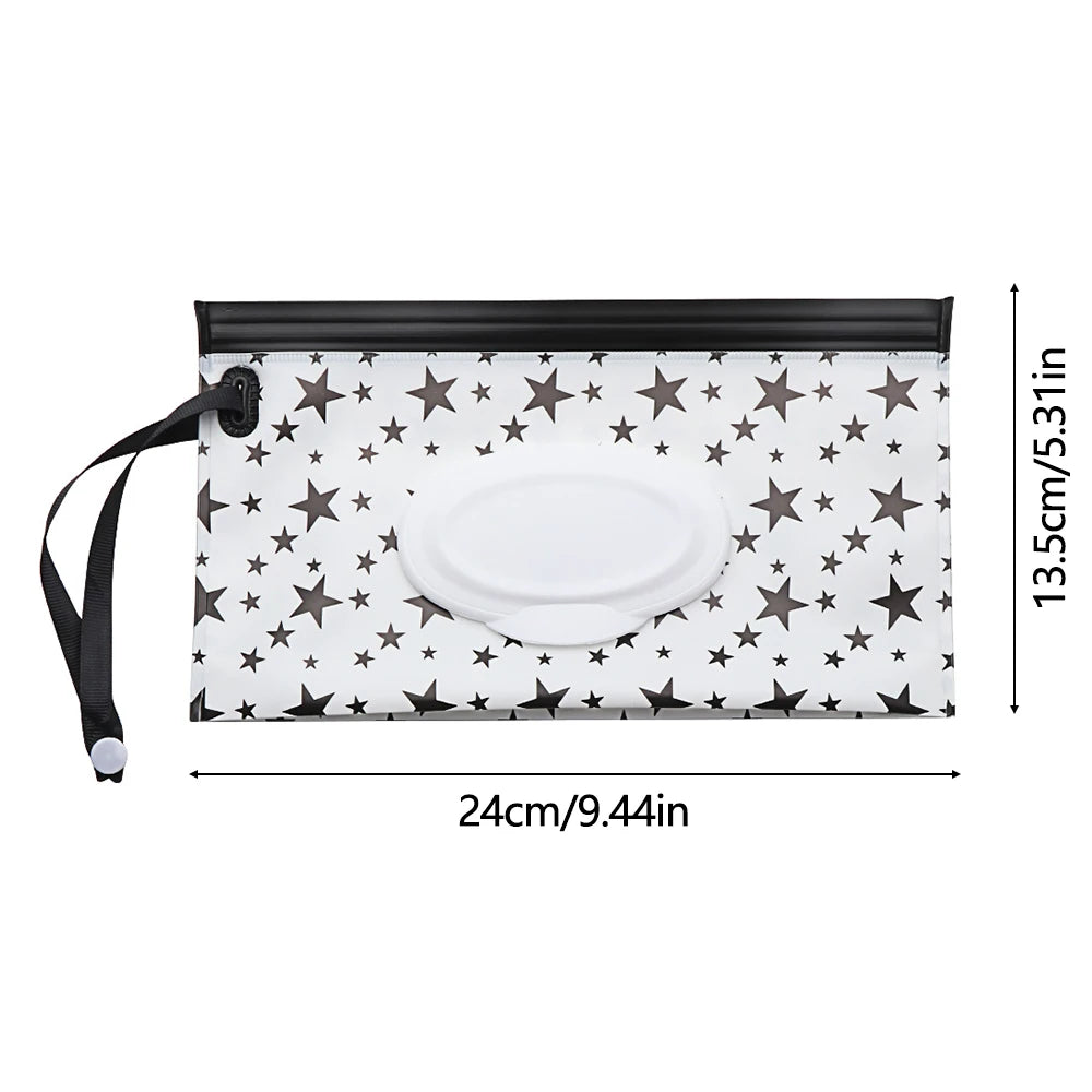 Snap Strap Portable Baby Wet Wipes Bag Tissue Box Container Eco-friendly Easy-carry Clamshell Cosmetic Cleaning Cases 24*13.5cm