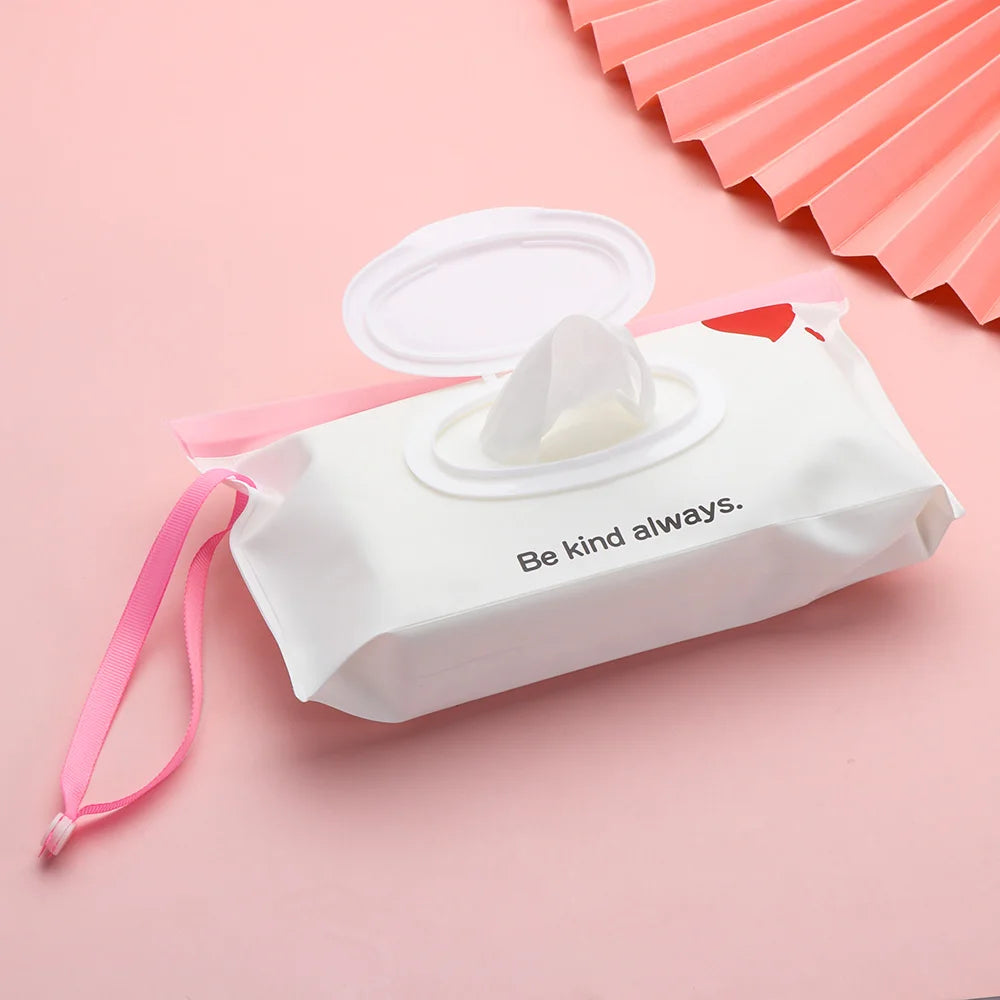 Snap Strap Portable Baby Wet Wipes Bag Tissue Box Container Eco-friendly Easy-carry Clamshell Cosmetic Cleaning Cases 24*13.5cm