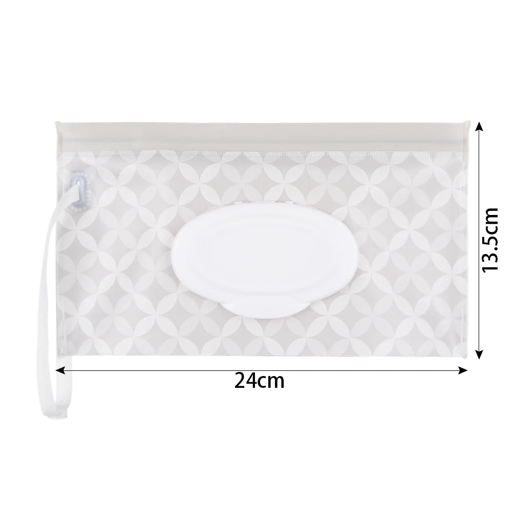 Snap Strap Portable Baby Wet Wipes Bag Tissue Box Container Eco-friendly Easy-carry Clamshell Cosmetic Cleaning Cases 24*13.5cm