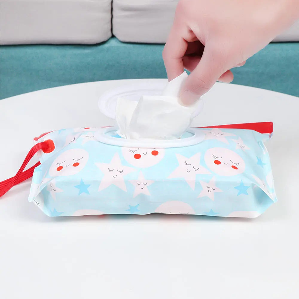 Snap Strap Portable Baby Wet Wipes Bag Tissue Box Container Eco-friendly Easy-carry Clamshell Cosmetic Cleaning Cases 24*13.5cm