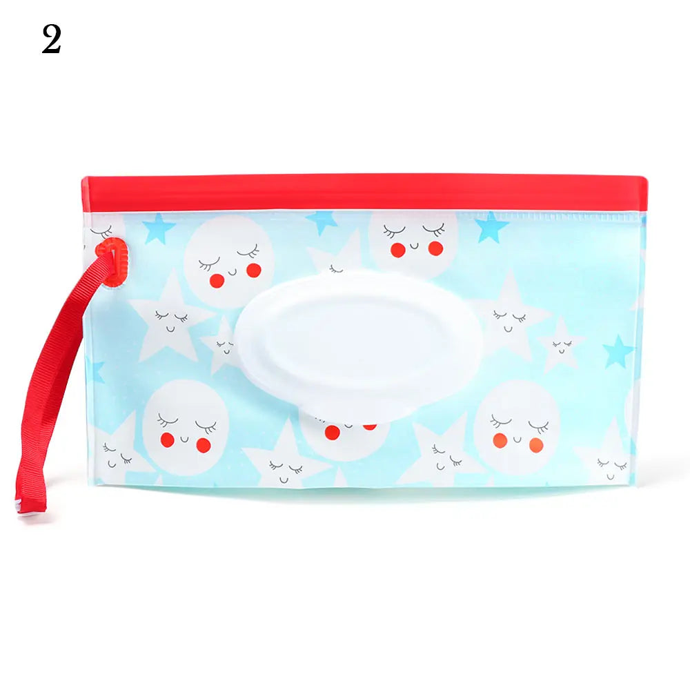 Snap Strap Portable Baby Wet Wipes Bag Tissue Box Container Eco-friendly Easy-carry Clamshell Cosmetic Cleaning Cases 24*13.5cm