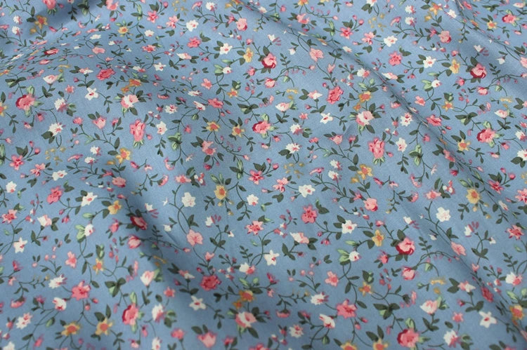 140x50cm Pastoral Floral Plain Cotton Sewing Fabric DIY Children's Wear Cloth Make Bedding Quilt Decoration Home 170g/m