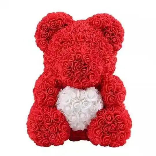 High Quality 40cm Artificial Roses Foam bear with gift box flower teddy Bear Gift for Valentine day mother's day gift