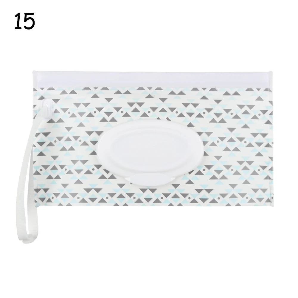 Snap Strap Portable Baby Wet Wipes Bag Tissue Box Container Eco-friendly Easy-carry Clamshell Cosmetic Cleaning Cases 24*13.5cm