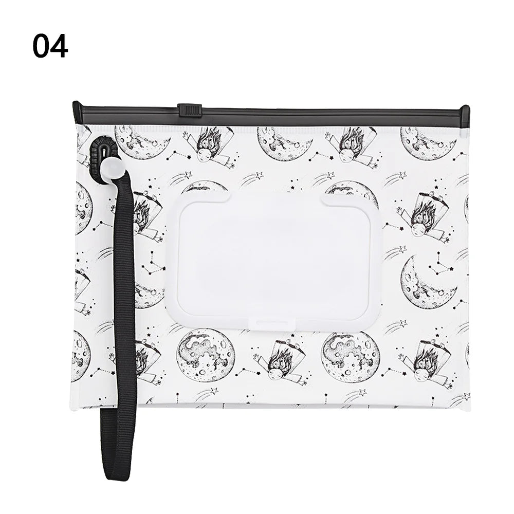 Snap Strap Portable Baby Wet Wipes Bag Tissue Box Container Eco-friendly Easy-carry Clamshell Cosmetic Cleaning Cases 24*13.5cm