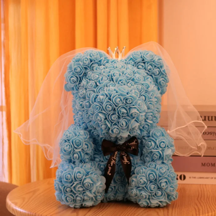 High Quality 40cm Artificial Roses Foam bear with gift box flower teddy Bear Gift for Valentine day mother's day gift