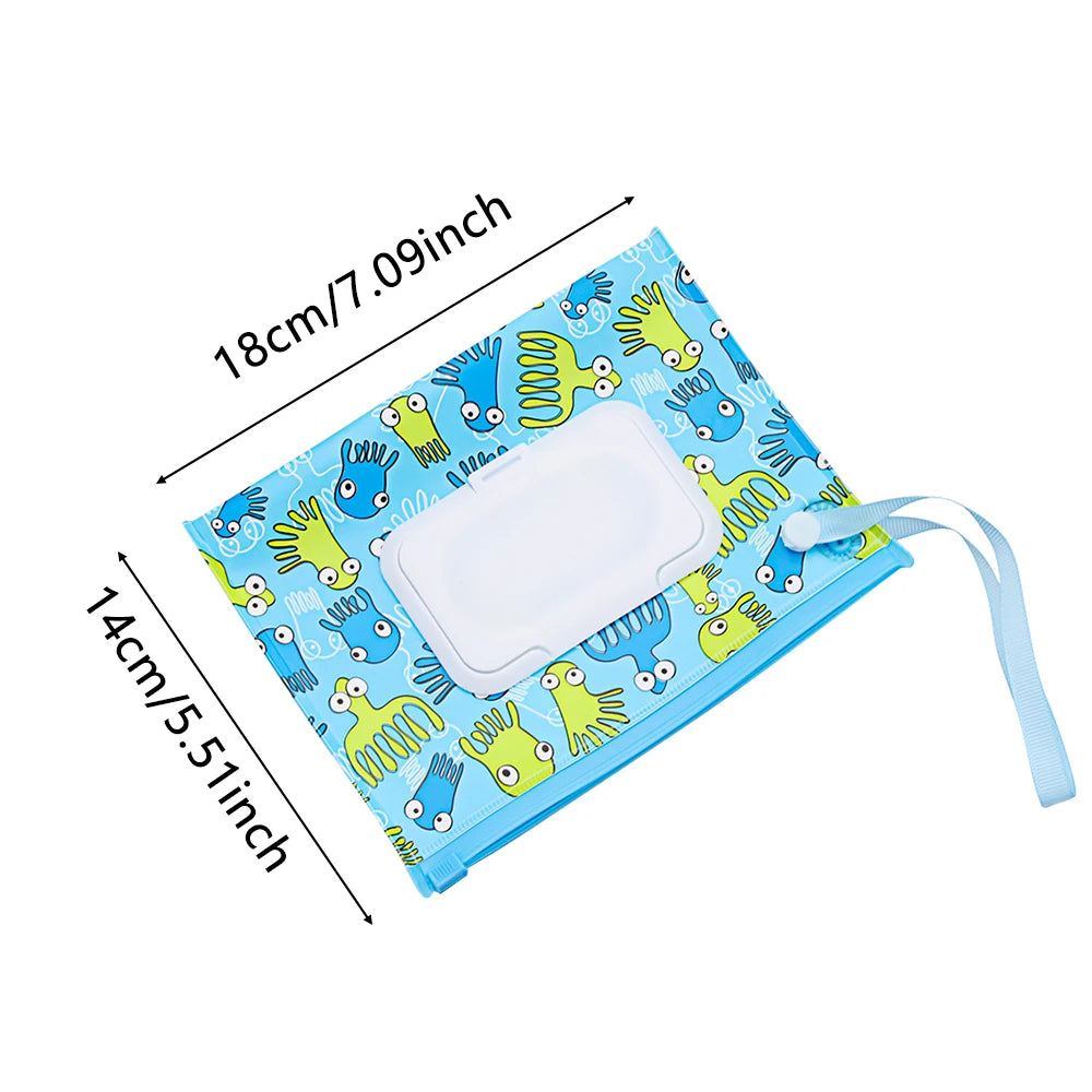 Snap Strap Portable Baby Wet Wipes Bag Tissue Box Container Eco-friendly Easy-carry Clamshell Cosmetic Cleaning Cases 24*13.5cm