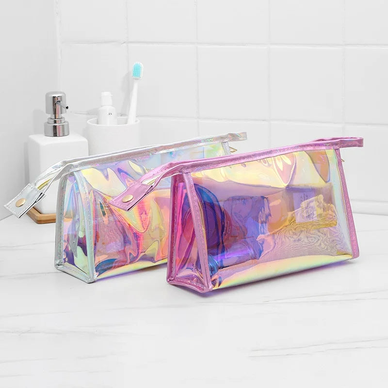 Makeup Bags Transparent Pretty Fashion Laser Travel Cosmetic Bag Toiletry Brush Bags Organizer Necessary Case Wash Make Up Box