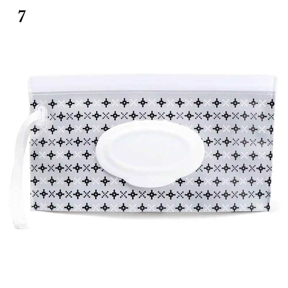 Snap Strap Portable Baby Wet Wipes Bag Tissue Box Container Eco-friendly Easy-carry Clamshell Cosmetic Cleaning Cases 24*13.5cm