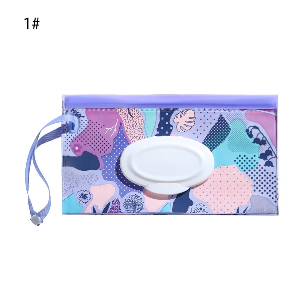 Snap Strap Portable Baby Wet Wipes Bag Tissue Box Container Eco-friendly Easy-carry Clamshell Cosmetic Cleaning Cases 24*13.5cm