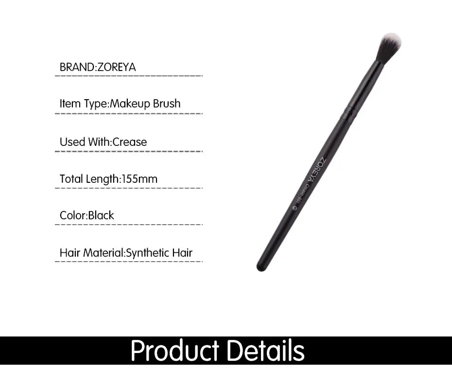 ZOREYA Black Crease Eye Shadow Makeup Brushes Soft Synthetic Hair Portable Eye Makeup Set Travel Cosmetic Brush For Make Up