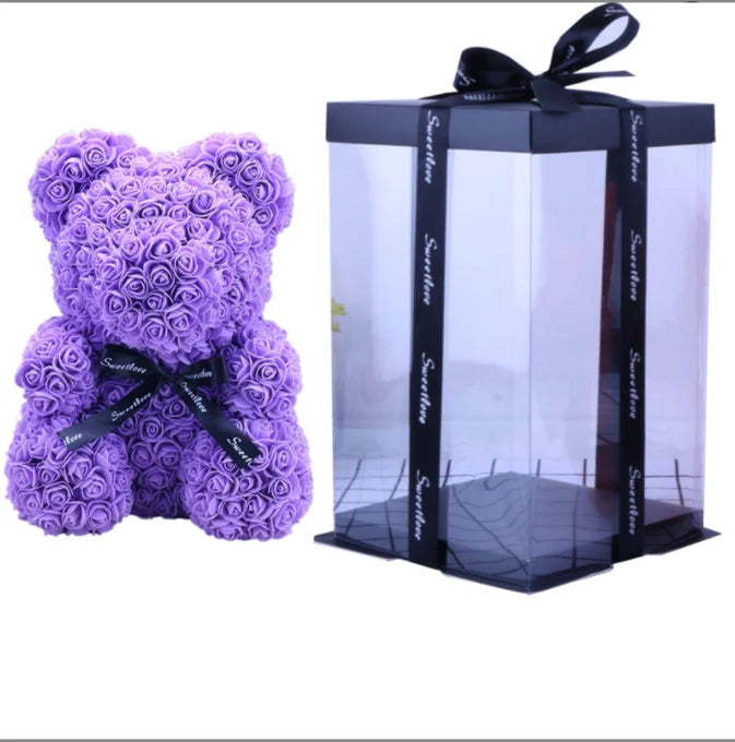 High Quality 40cm Artificial Roses Foam bear with gift box flower teddy Bear Gift for Valentine day mother's day gift