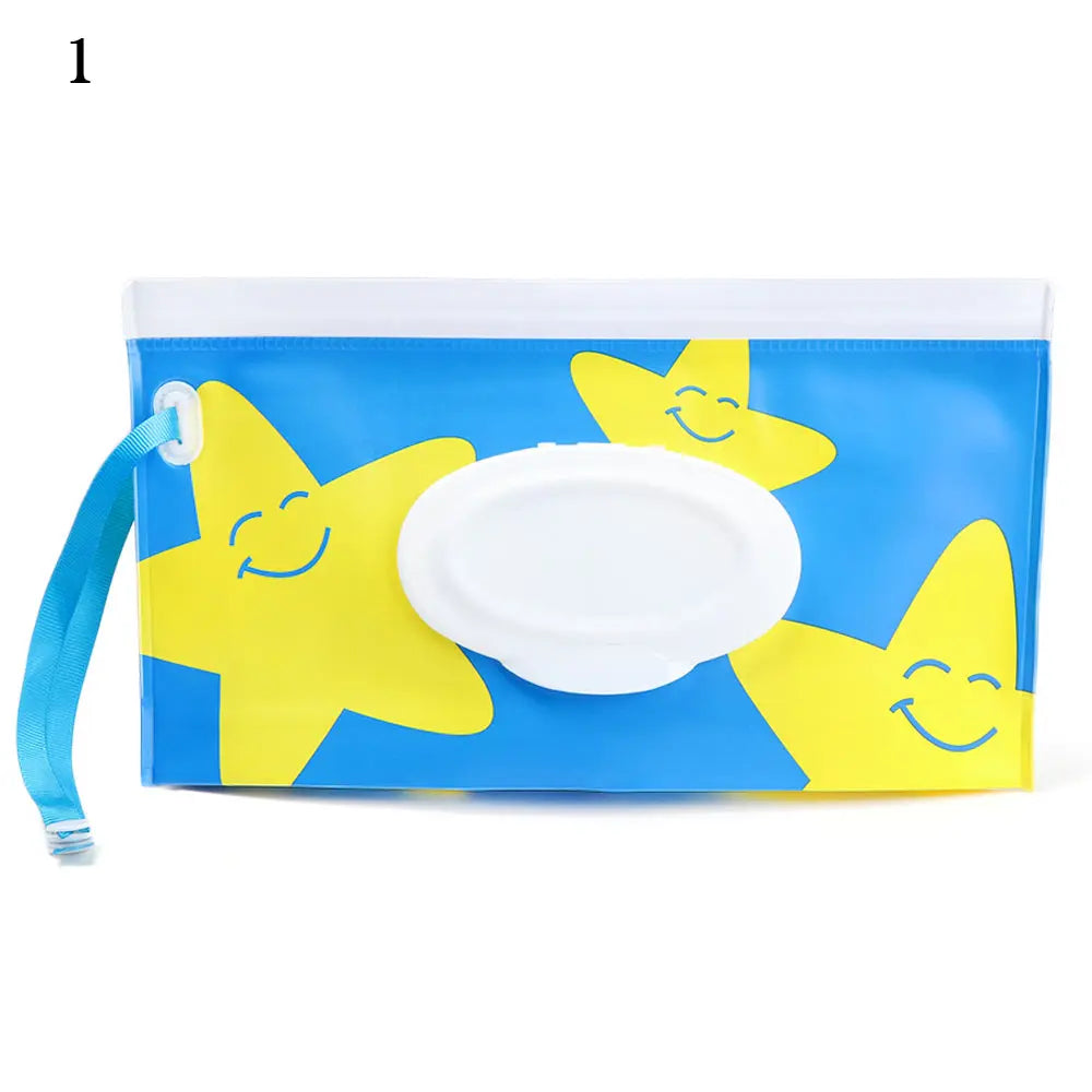 Snap Strap Portable Baby Wet Wipes Bag Tissue Box Container Eco-friendly Easy-carry Clamshell Cosmetic Cleaning Cases 24*13.5cm