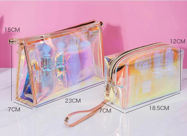 Makeup Bags Transparent Pretty Fashion Laser Travel Cosmetic Bag Toiletry Brush Bags Organizer Necessary Case Wash Make Up Box