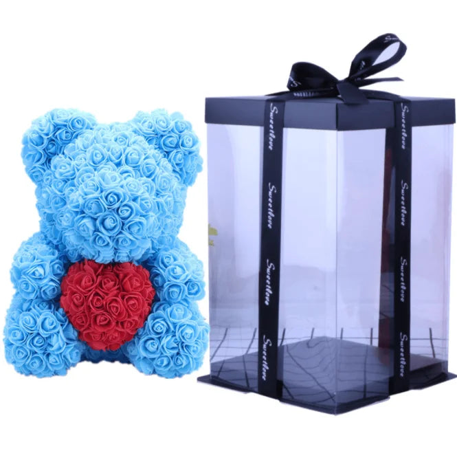 High Quality 40cm Artificial Roses Foam bear with gift box flower teddy Bear Gift for Valentine day mother's day gift